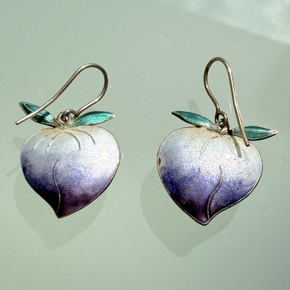Elegant Purple and Green Leaf Earrings